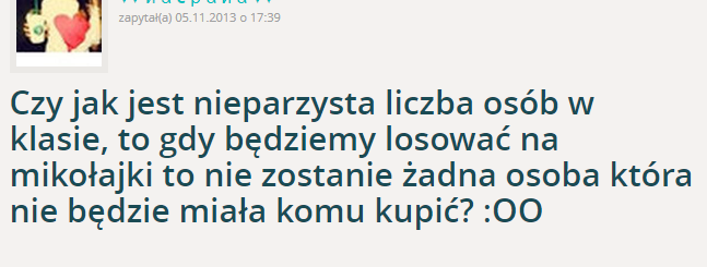 Pytanie o losowanie na mikołajki.